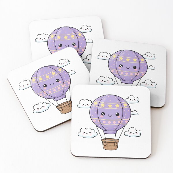Item preview, A Cute and Dreamy Purple Hot Air Balloon Character designed and sold by KiddoCavePrints.