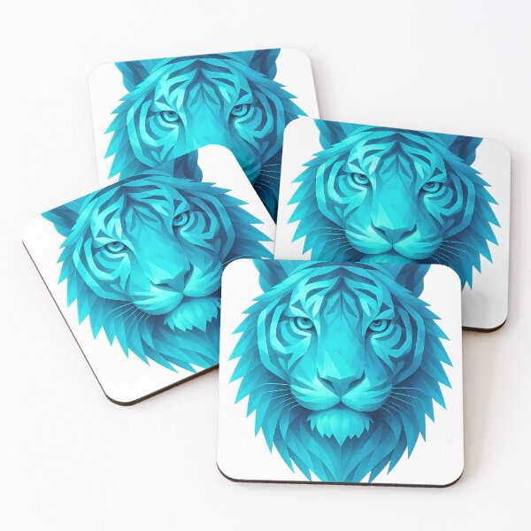 Item preview, Neon Blue Tiger Low Poly Art | Cyber Tiger Geometric Animal | Glow Tiger Head PNG designed and sold by GoldenDreamGallery.