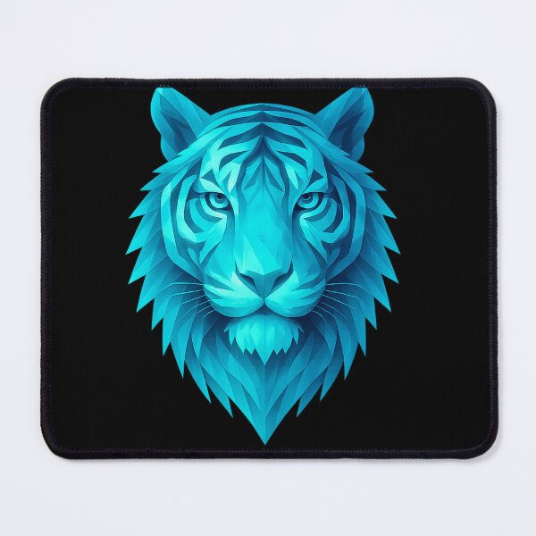 Item preview, Neon Blue Tiger Low Poly Art | Cyber Tiger Geometric Animal | Glow Tiger Head PNG designed and sold by GoldenDreamGallery.