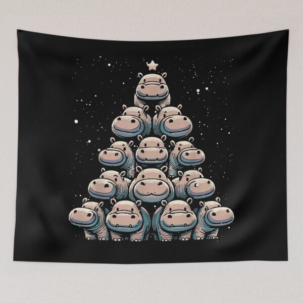 Item preview, Cute Hippopotamus Christmas Tree Stacking Animal Holiday Design designed and sold by EvelysEmelia.
