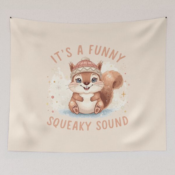 Item preview, It’s a Funny Squeaky Sound – Cute Cartoon Winter Squirrel in Snow designed and sold by SaritaVerseArt.
