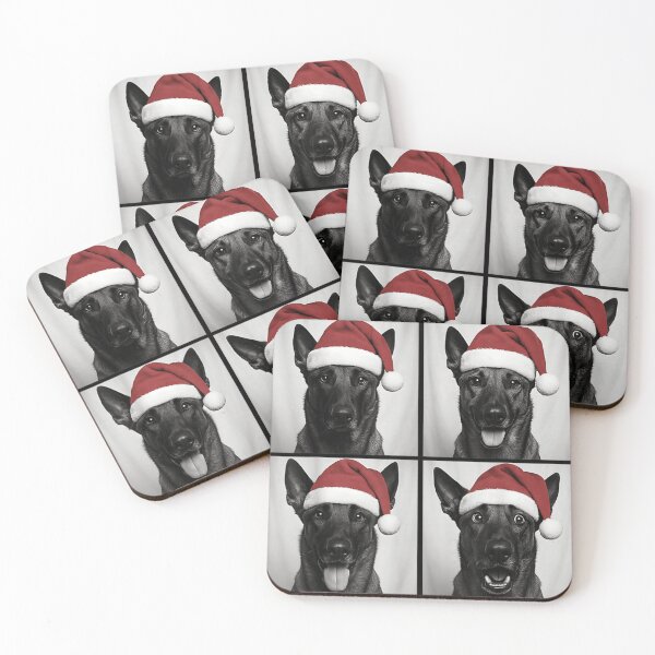 Item preview, Funny Dog Photobooth Quad Black and White German Shepherd Santa designed and sold by Gargamal.