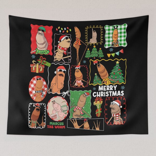 Item preview, Funny Christmas Worm Sticker Bomb Collage Holiday Pattern Design designed and sold by Gargamal.
