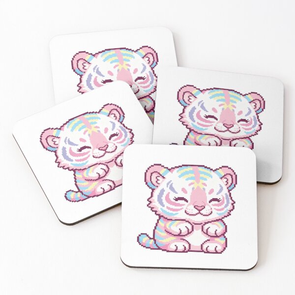 Item preview, Cotton Candy Tiger Cub – Pastel Kawaii Pixel Art Baby Tiger designed and sold by Pixel Girl Aesthetic Studio.