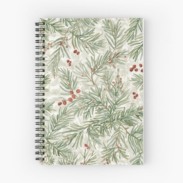 Artikelvorschau, Notizbuch mit weihnachtlichem Grün | Festliches Tagebuch mit grünen Blättern | Winterplaner entworfen und verkauft von DenDesigns825.