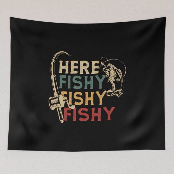 Item preview, Here Fishy Fishy Fishy Funny Retro Fishing Rod Fisherman Gift For Papa Birthday designed and sold by BeulahJoseph.