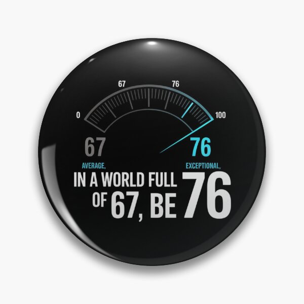 Item preview, “IN A WORLD FULL OF 67, BE 76.” Be Exceptional — Be 76 | Motivational Gauge Design designed and sold by Tomasz  Siennicki.