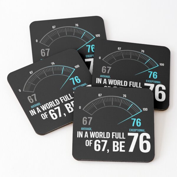 Item preview, “IN A WORLD FULL OF 67, BE 76.” Be Exceptional — Be 76 | Motivational Gauge Design designed and sold by Tomasz  Siennicki.