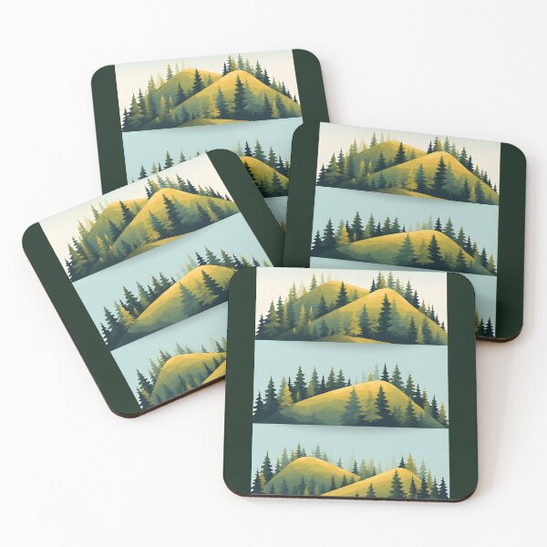 Item preview, Hilly landscape with evergreen trees designed and sold by Mianku | Für das Leben.