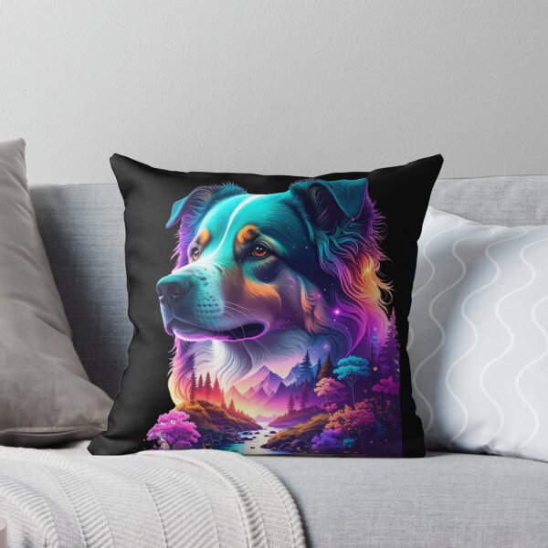 Item preview, Cosmic Canine Spirit Animal Neon Nature Portrait T-shirt,Tee designed and sold by Alicjareign.