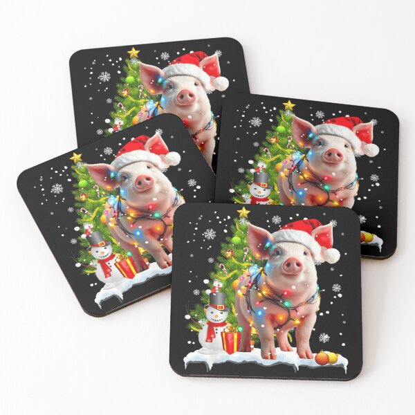 Item preview, Cute Piglet Wearing Santa Hat Christmas Lights Holiday Animal Design designed and sold by HuserPiri.