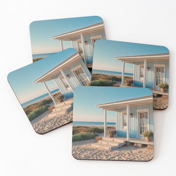 Item preview, Light Blue Seaside Flower Cottage on Warm Sand designed and sold by BlareBlare.