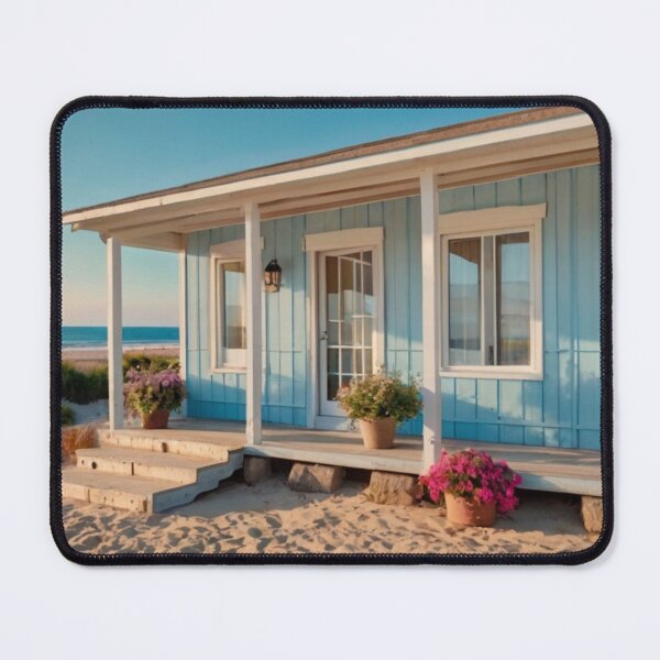 Item preview, Light Blue Seaside Flower Cottage on Warm Sand designed and sold by BlareBlare.