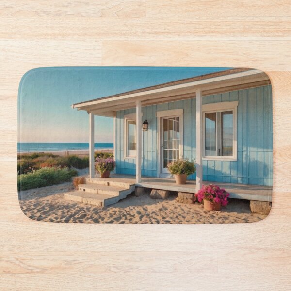 Item preview, Light Blue Seaside Flower Cottage on Warm Sand designed and sold by BlareBlare.
