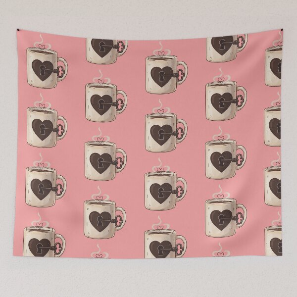 Item preview, Cozy Coffee Mug Heart Lock and Key Illustration designed and sold by DraftNDreamShop.