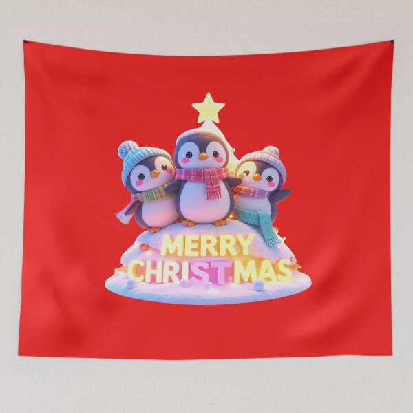 Item preview, Cute Chibi Penguins Merry Christmas Neon Glow t-shirt  designed and sold by Alicjareign.