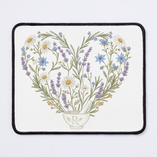 Item preview, Botanical Heart Apothecary Pharmacy Flower Illustration designed and sold by DraftNDreamShop.