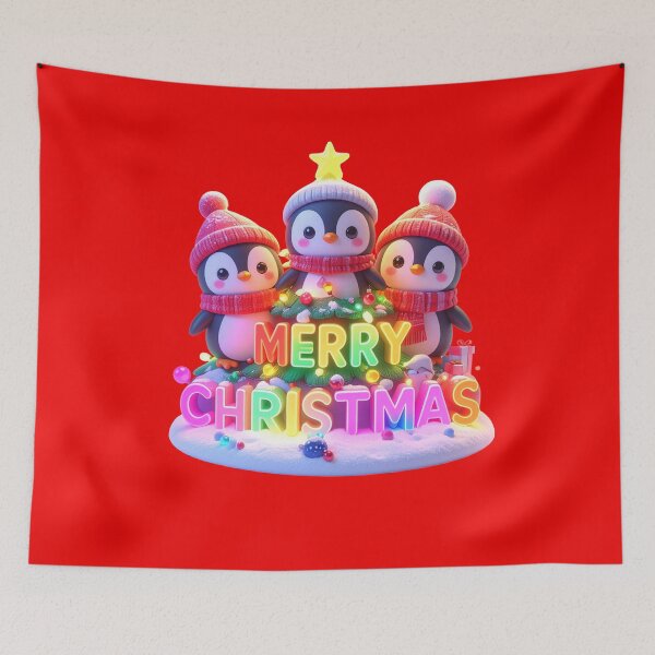 Item preview, Cute Chibi Penguins Merry Christmas Neon Glow t-shirt  designed and sold by Alicjareign.