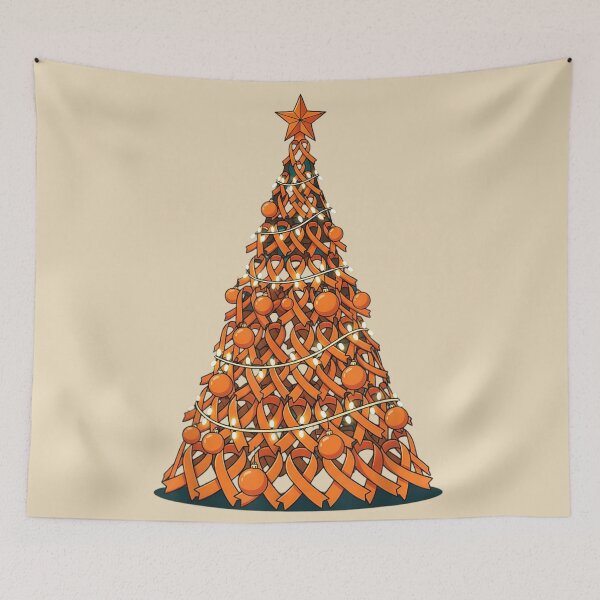 Item preview, Orange Ribbon Christmas Tree Awareness Holiday Lights Fighter Gift designed and sold by Aladino Tamayo.