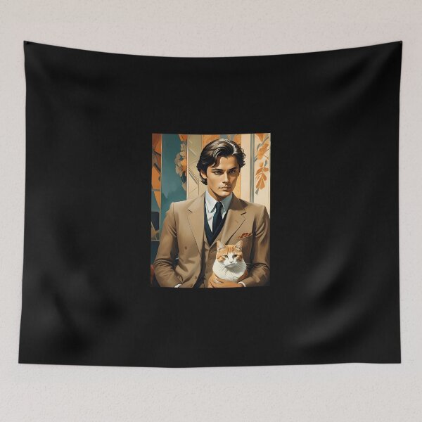 Item preview, Art-Deco-Handsome-Man---Alain-Delon-With-Cat designed and sold by HaydeePacco.