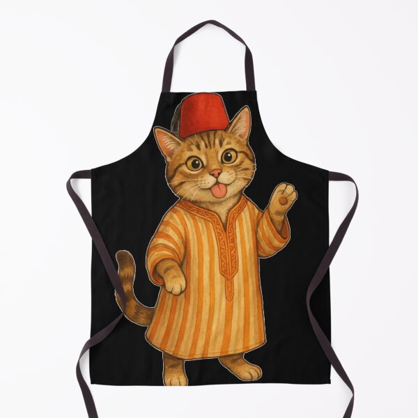 Item preview, Cute Moroccan Cat Wearing Fez Hat and Jellaba designed and sold by designwiss.