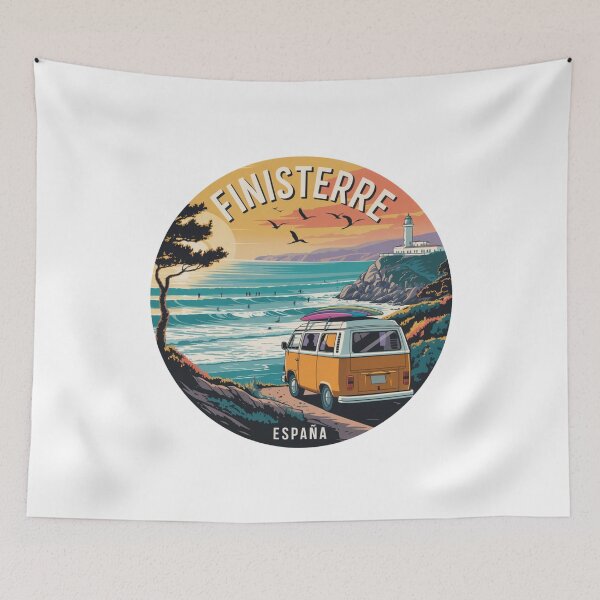 Item preview, Finisterre Spain - Sunset with Surfboards and Lighthouse designed and sold by CircinusStore.