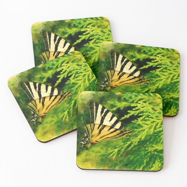 Item preview, Tiger Swallowtail Butterfly on Green Foliage – Watercolor Nature Art designed and sold by M.ALK.Watercolor.