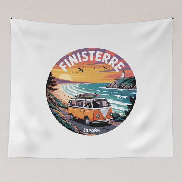 Item preview, Finisterre España - Coastal Sunset with Surfboards and Lighthouse designed and sold by CircinusStore.