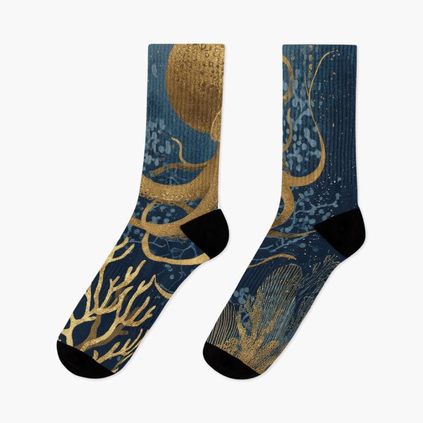 Item preview, Navy Blue& Gold Octopus Nautical Kintsugi designed and sold by GulDesignCo.