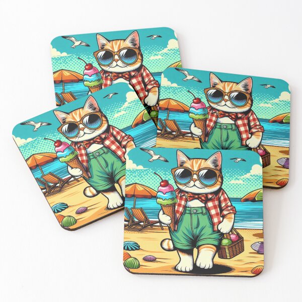 Item preview, Cute cat at summer holiday  designed and sold by Dogandesighn.