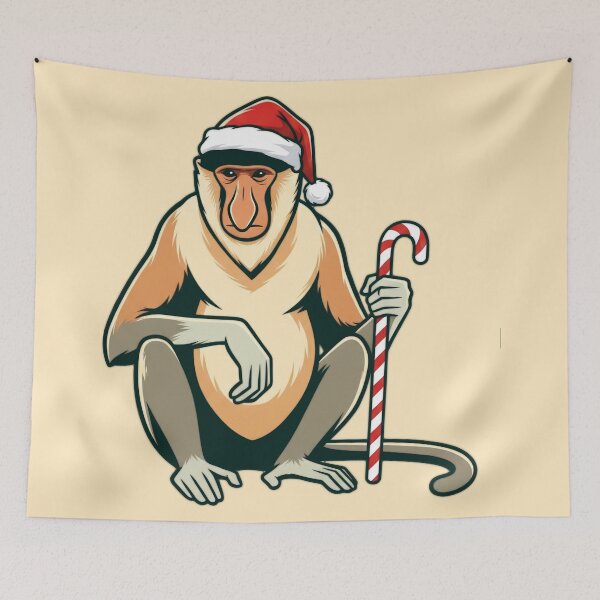 Item preview, Proboscis Monkey in Santa Hat | Funny Christmas Monkey Design designed and sold by Wild-way Art.