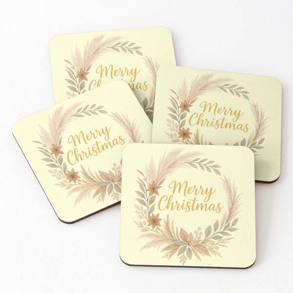 Item preview, Merry Christmas Boho Pampas Wreath - Neutral Holiday designed and sold by PunchDrop.