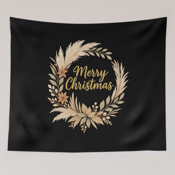 Item preview, Merry Christmas Boho Pampas Wreath - Neutral Holiday designed and sold by PunchDrop.