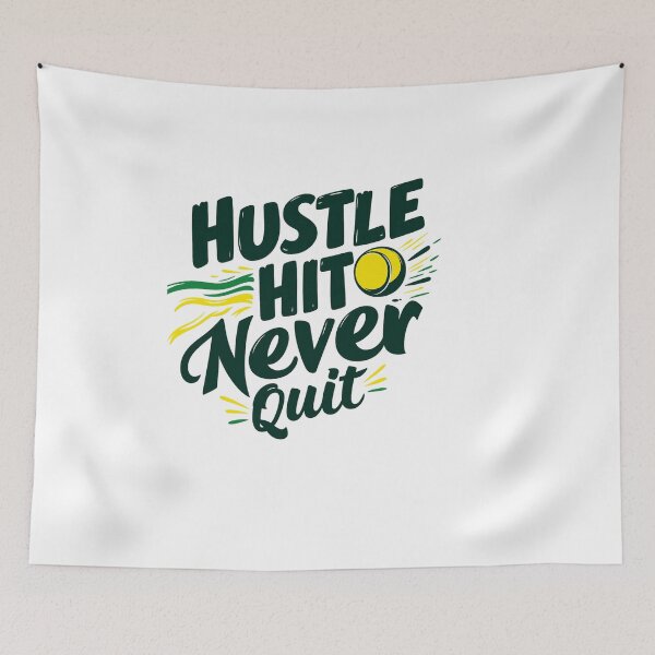 Item preview, hustle hit never quit tennis – Tennis Quote designed and sold by artcultreone.