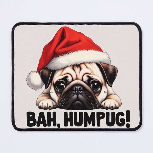 Item preview, Grumpy Pug Christmas "Bah, Humpug!" - Funny Holiday Dog designed and sold by QuirkySpark.