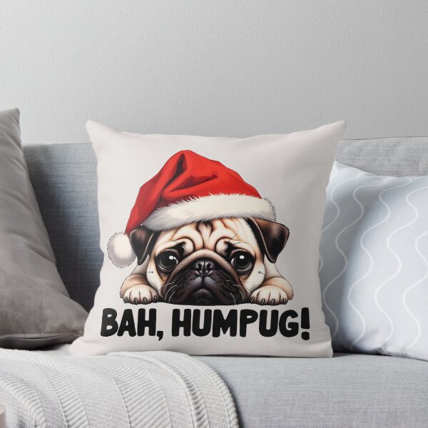 Item preview, Grumpy Pug Christmas "Bah, Humpug!" - Funny Holiday Dog designed and sold by QuirkySpark.