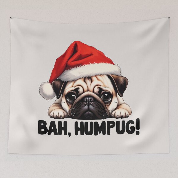 Item preview, Grumpy Pug Christmas "Bah, Humpug!" - Funny Holiday Dog designed and sold by QuirkySpark.