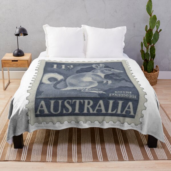 Artikelvorschau, Australien Bandicoot blaue Vintage Briefmarke entworfen und verkauft von red-amber65.