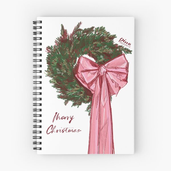 Item preview, Merry Christmas Wreath Pink bow Illustration by Dina Stoianova designed and sold by Dina Stoianova.