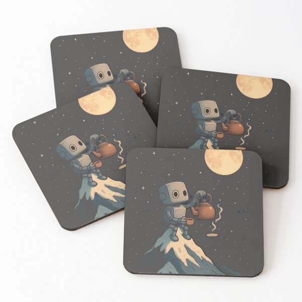 Item preview, Moon Tea Robot T-Shirt – Cozy Space Night Mountain Cute Tee designed and sold by KDesignCrafts.