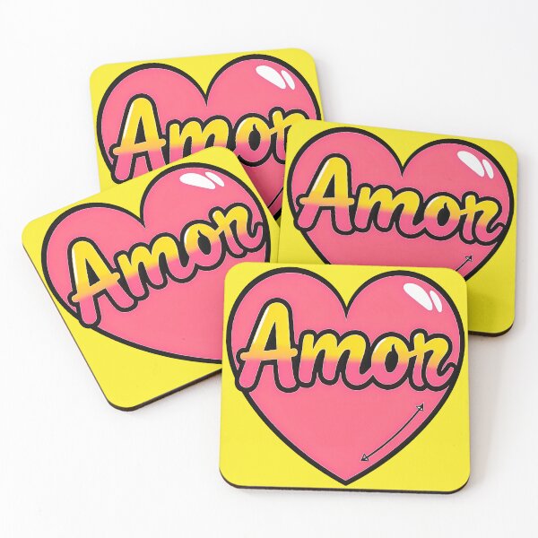 Item preview, Stylized pink heart graphic featuring the word “Amor” (Love) in a bright yellow and pink, bubbly font designed and sold by Beleza e Estilo.