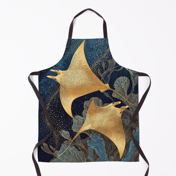 Item preview, Navy Blue& Gold Manta Rays Nautical Underwater Kintsugi designed and sold by GulDesignCo.