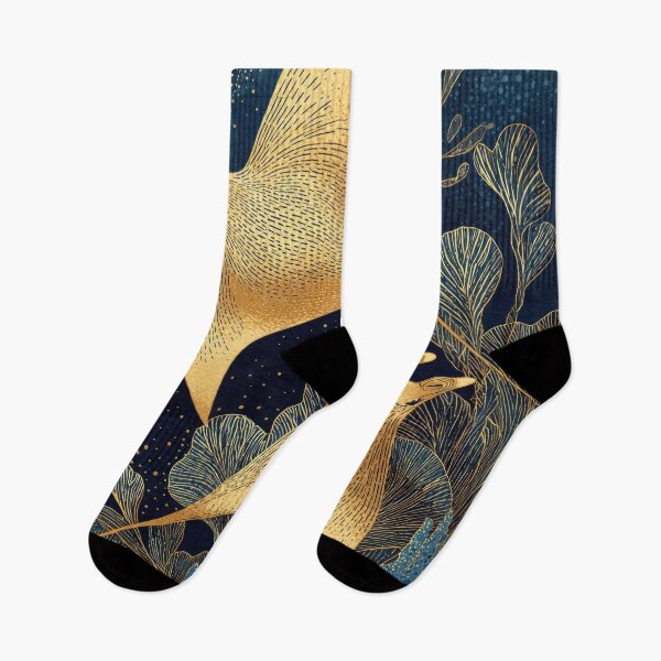 Item preview, Navy Blue& Gold Manta Rays Nautical Underwater Kintsugi designed and sold by GulDesignCo.