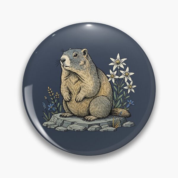 Item preview, Alpine Marmot with Edelweiss Flowers designed and sold by BirdsnStuff.