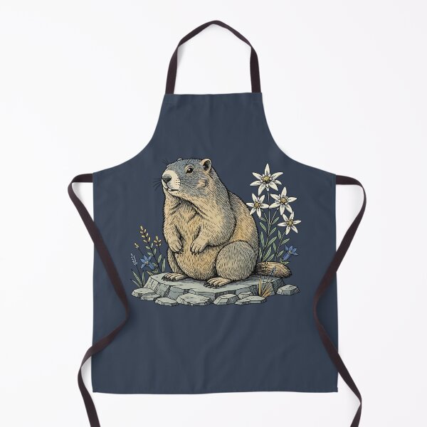 Item preview, Alpine Marmot with Edelweiss Flowers designed and sold by BirdsnStuff.