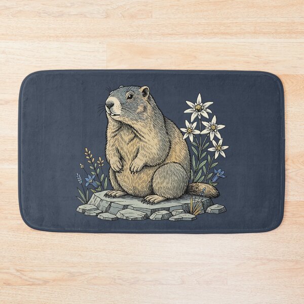 Item preview, Alpine Marmot with Edelweiss Flowers designed and sold by BirdsnStuff.