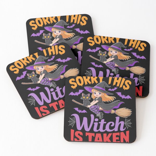 Item preview, Sorry This Witch Is Taken Halloween Cute Witch On Broomstick designed and sold by HardcoreTour.
