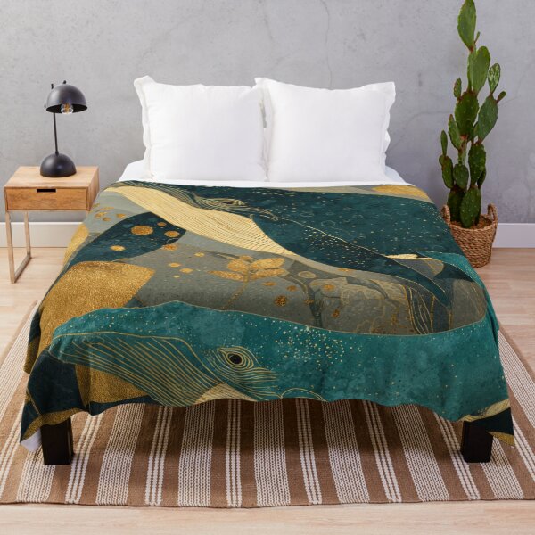 Item preview, Blue& Gold Whales Underwater Kintsugi Aesthetic designed and sold by GulDesignCo.