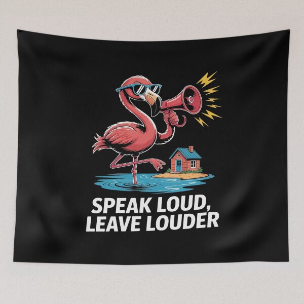 Item preview, Speak Loud, Funny Flamingo, Megaphone Noise, Bird designed and sold by ToggleBet.