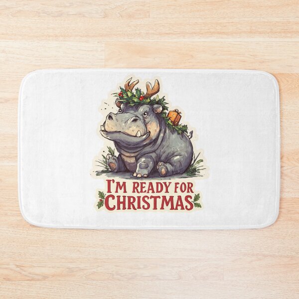 Item preview, Ready for Christmass — Funny Hippo in Holiday Costume designed and sold by KZurHTPC.